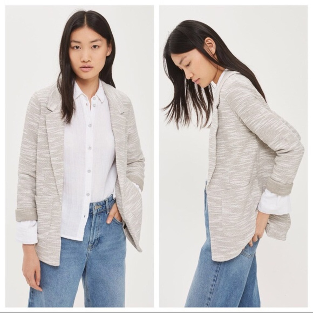 TopShop textured boucle knit boyfriend blazer